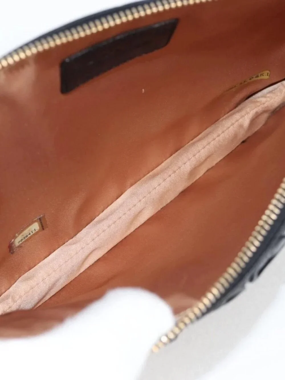 CHANEL Chain Gathered Hand Bag Lamb Skin Black Gold CC Auth yk18016M